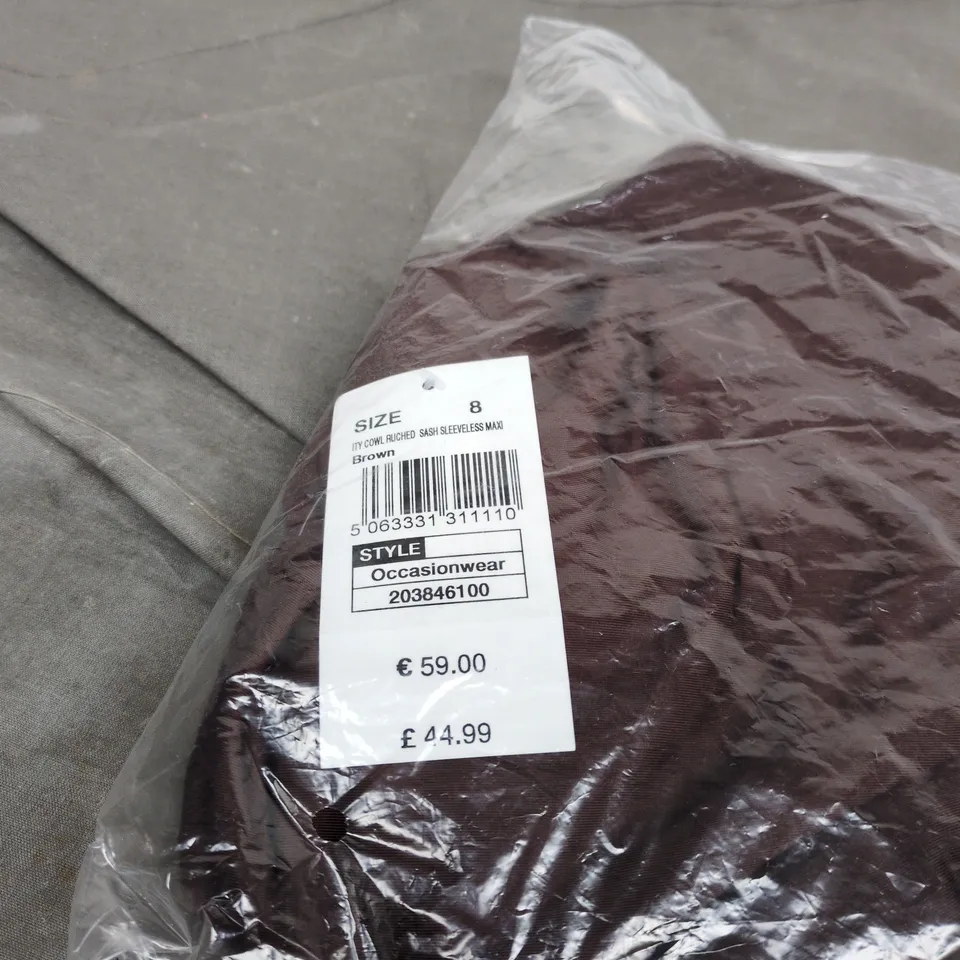 QUIZ SIZE 8 RUCHED SASH SLEEVELESS MAXI DRESS BAGGED