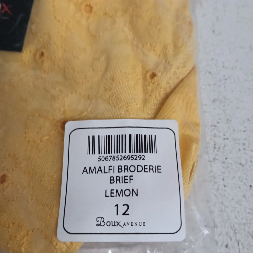 BOUX AVENUE AMALFI BRODERIE BRIEF – LEMON, UK SIZE 12