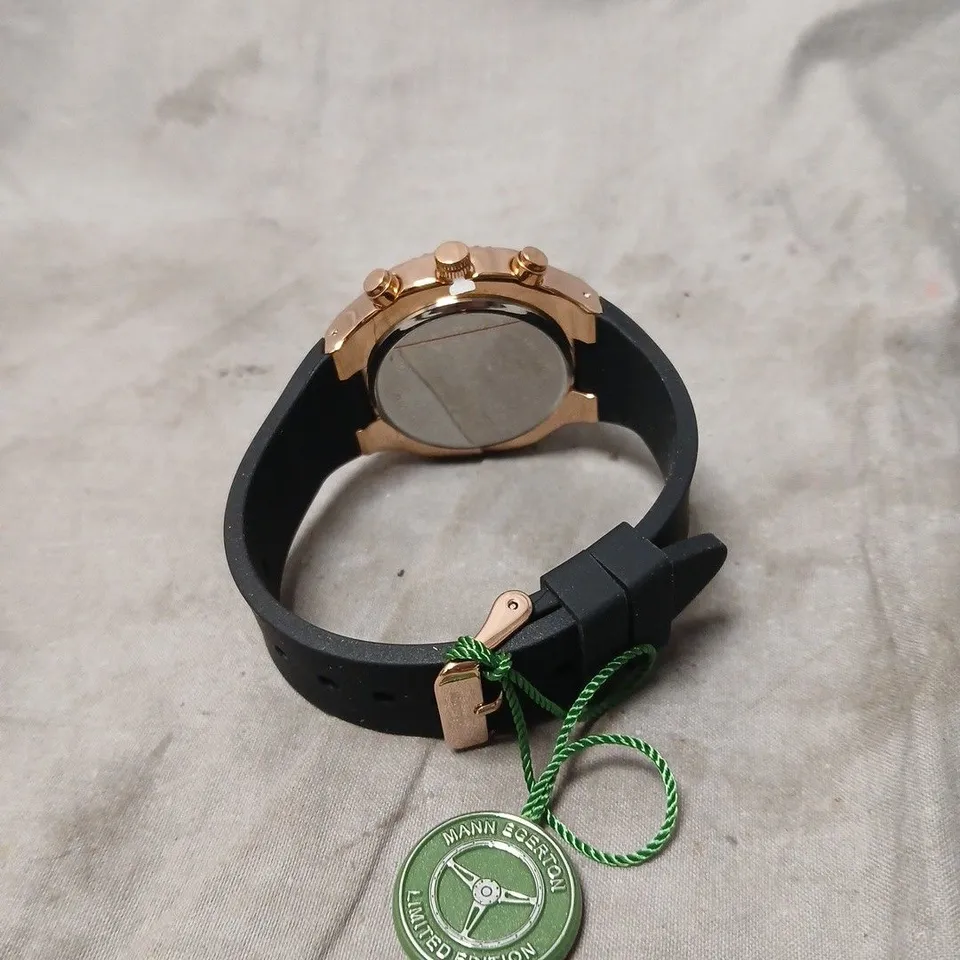 MANN EGERTON LIMITED EDITION WRISTWATCH – ROSE GOLD CASE, BLACK BEZEL & STRAP