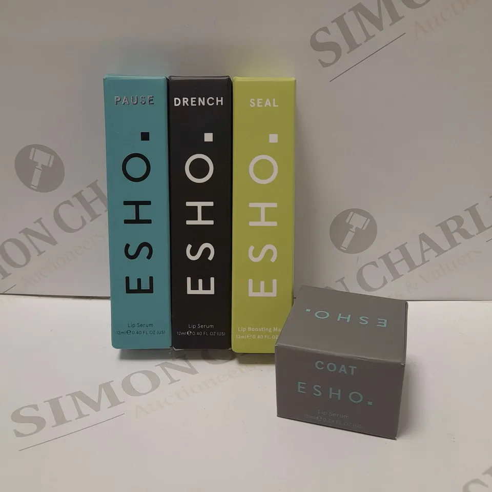 LOT OF 4 ASSORTED ESHO. PRODUCTS TO INCLUDE LIP SERUM 12ML, LIP BOOSTING MASK 12ML, ETC