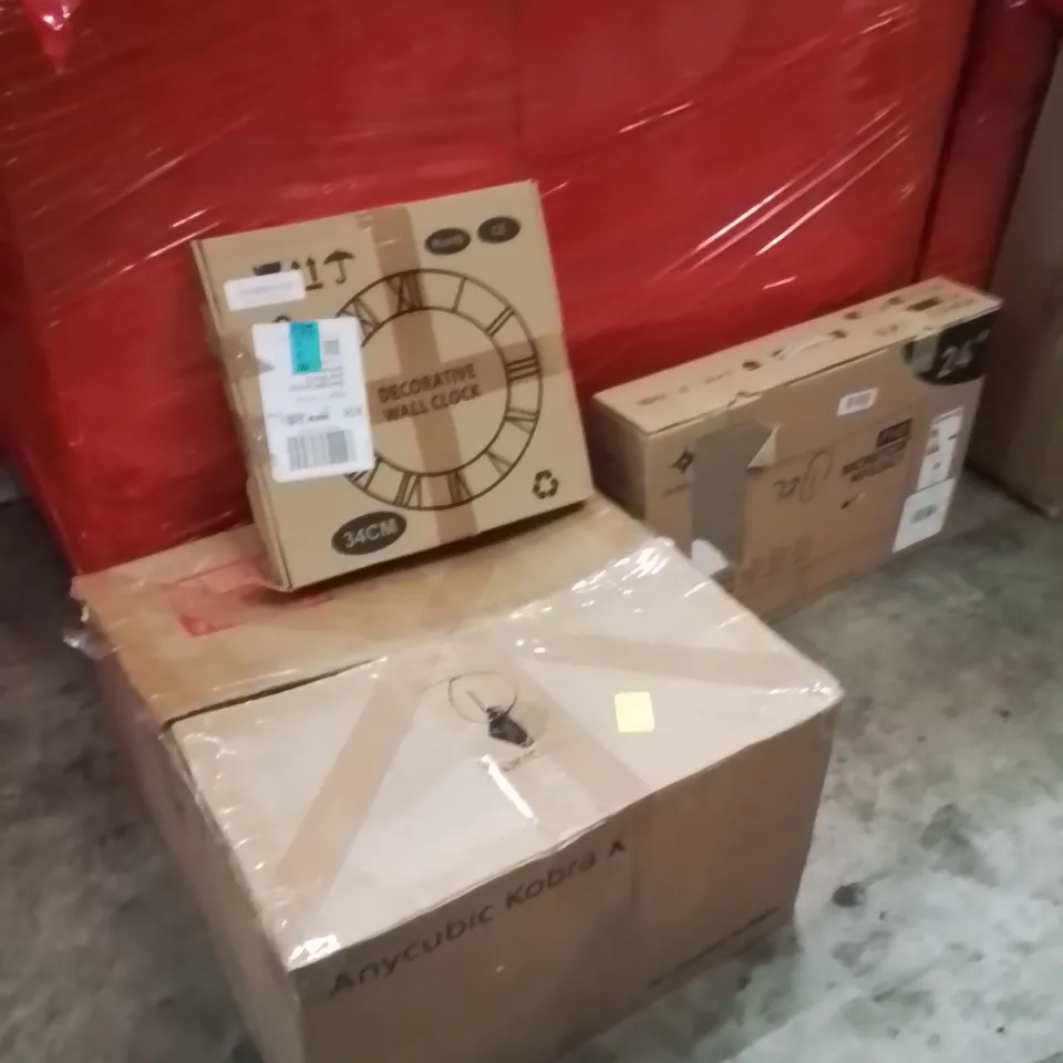 PALLET OF ASSORTED HOUSEHOLD GOODS AND PRODUCTS TO INCLUDE;WALL CLOCK,3D PRINTER,180HZ FHD MONITOR