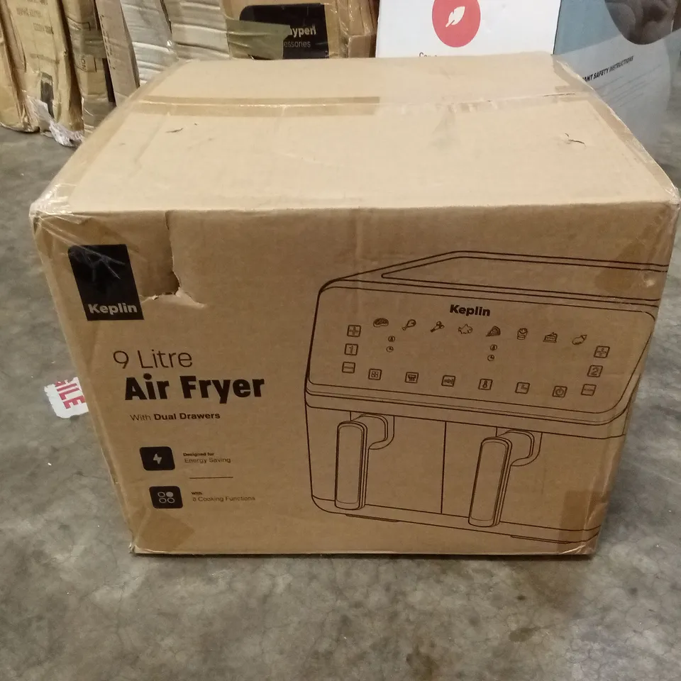 BOXED KEPLIN 9 LITRE DUAL DRAWER AIR FRYER