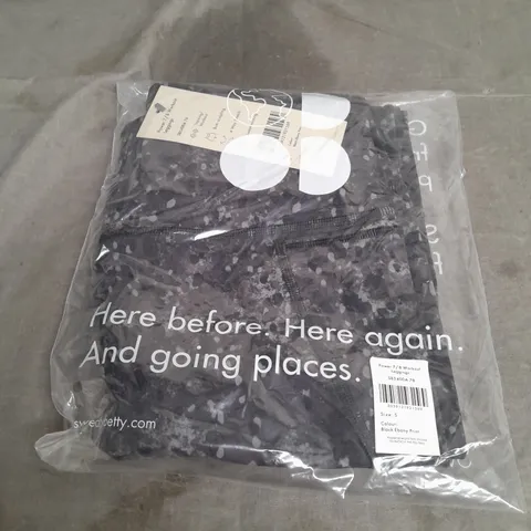 SWEATY BETTY POWER 7/8 WORKOUT LEGGINGS IN BLACK EBONY PRINT SIZE S
