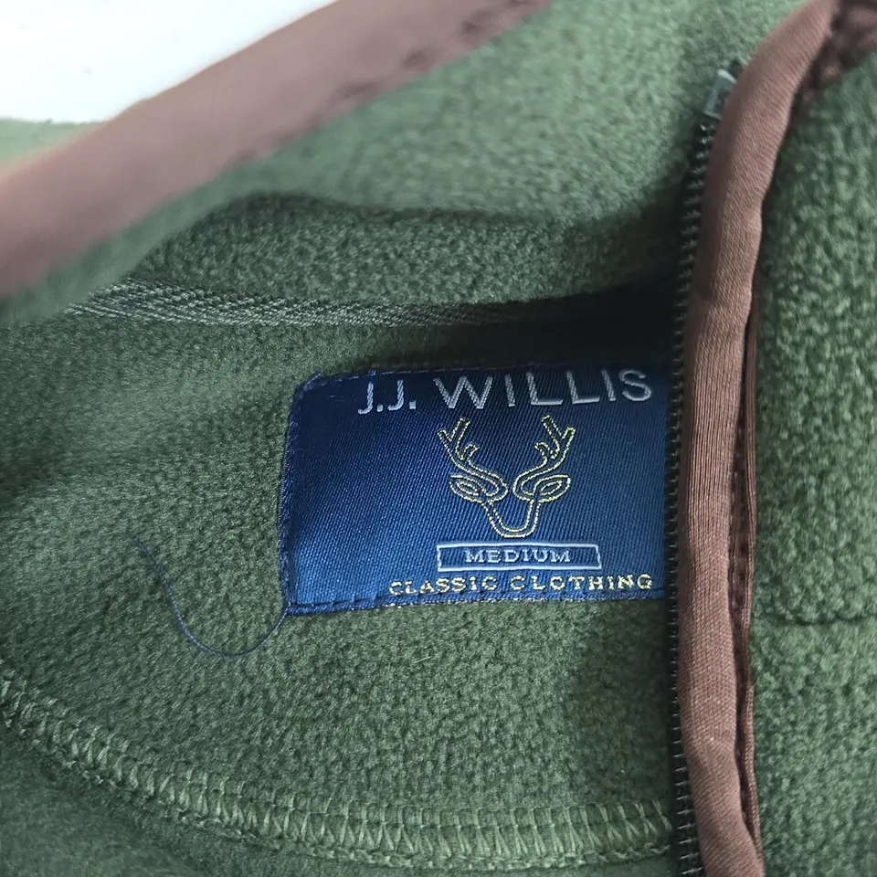 J.J. WILLIS MEN'S QUARTER ZIP FLEECE – OLIVE GREEN, SIZE M