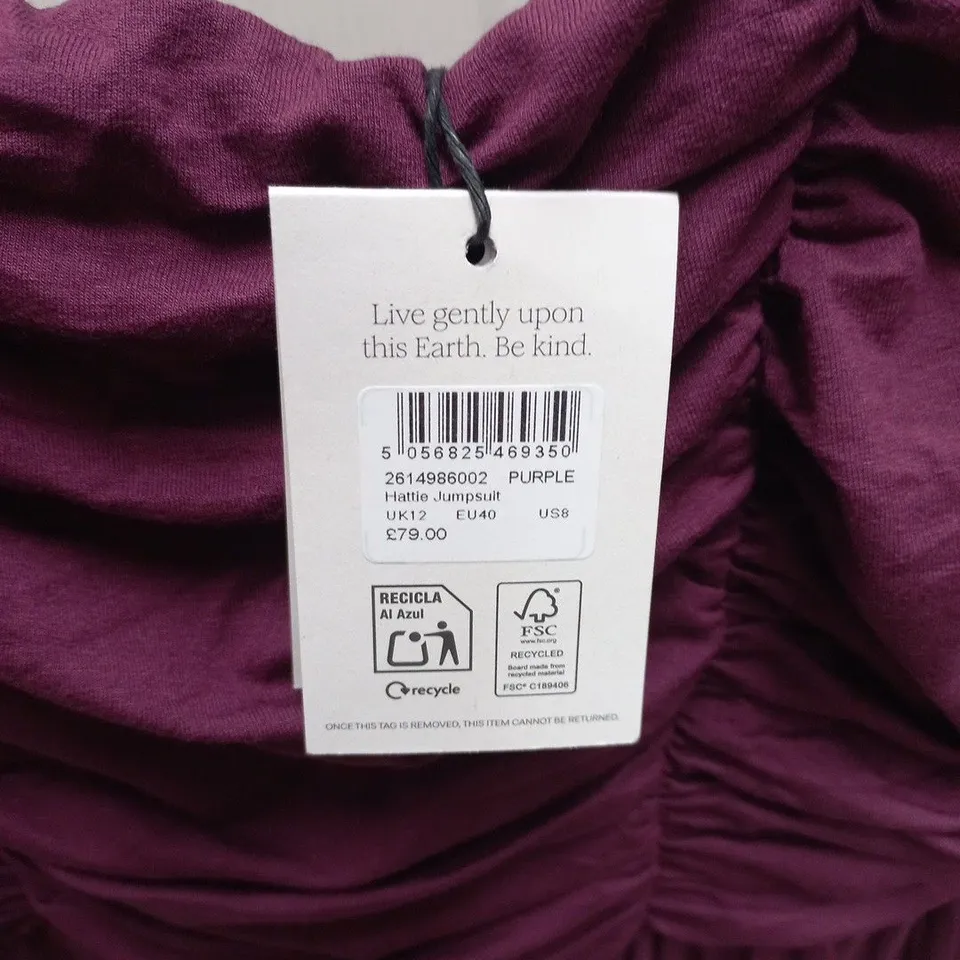 NOBODYS CHILD HATTIE JUMPSUIT IN PURPLE - UK 12