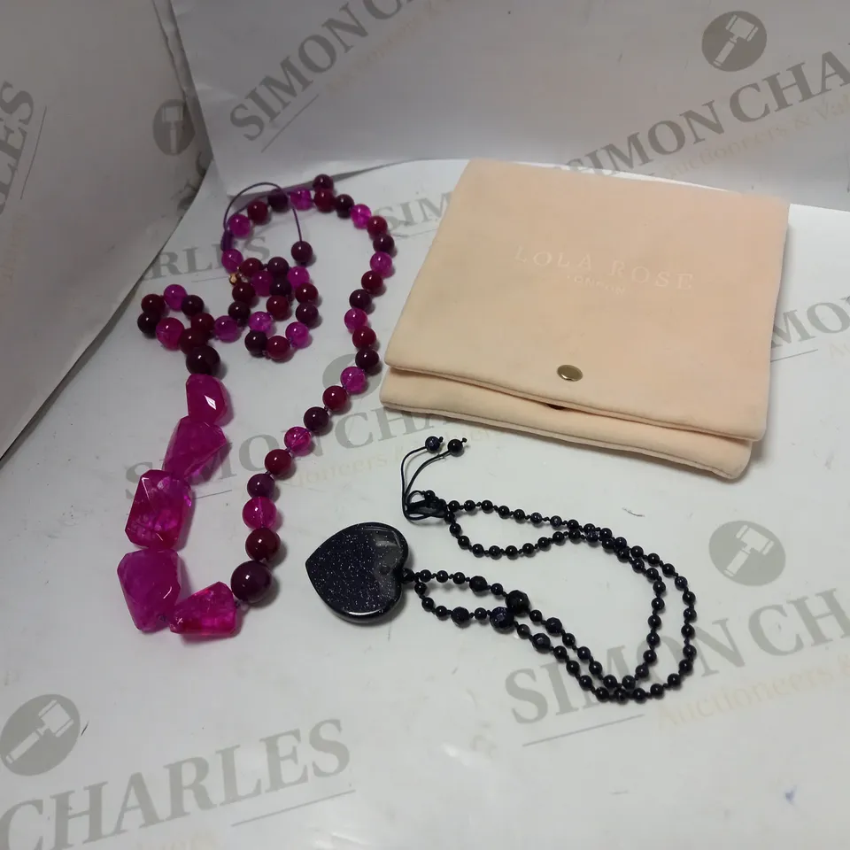 LOLA ROSE STONE NECKLACES IN BLACK AND BERRY PURPLE