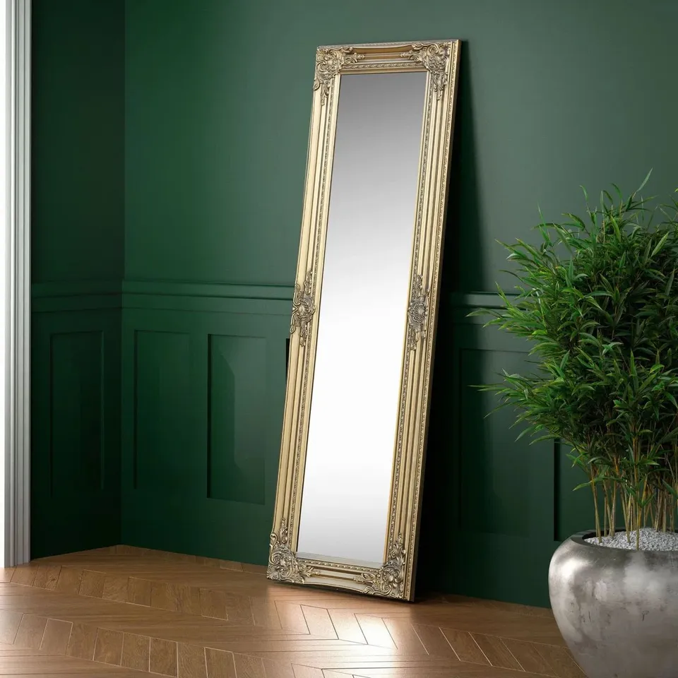 BOXED VIGUE FRAMED LEANING FULL LENGTH MIRROR - GOLD (1 BOX)