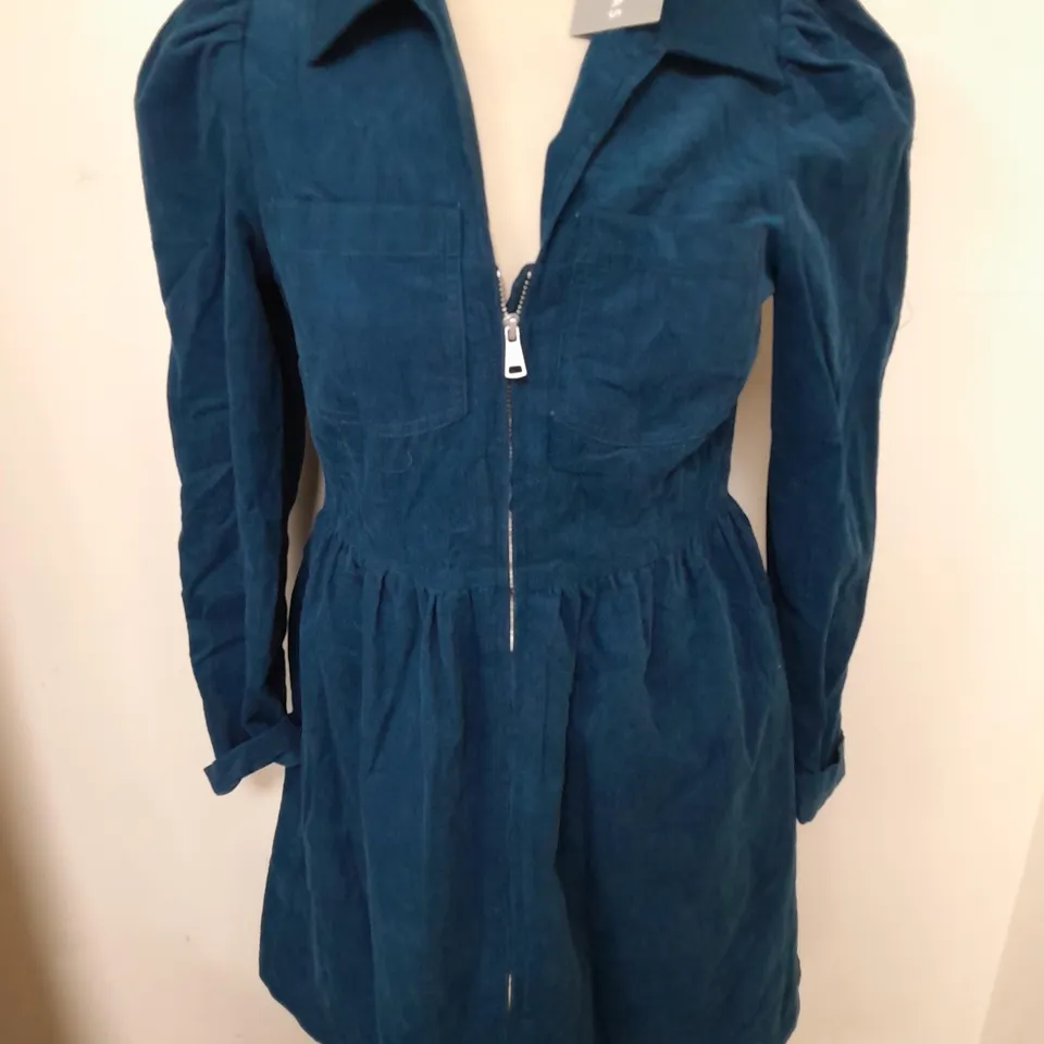 OLIVER BONAS TEAL CORD MINI SHIRT DRESS - 6