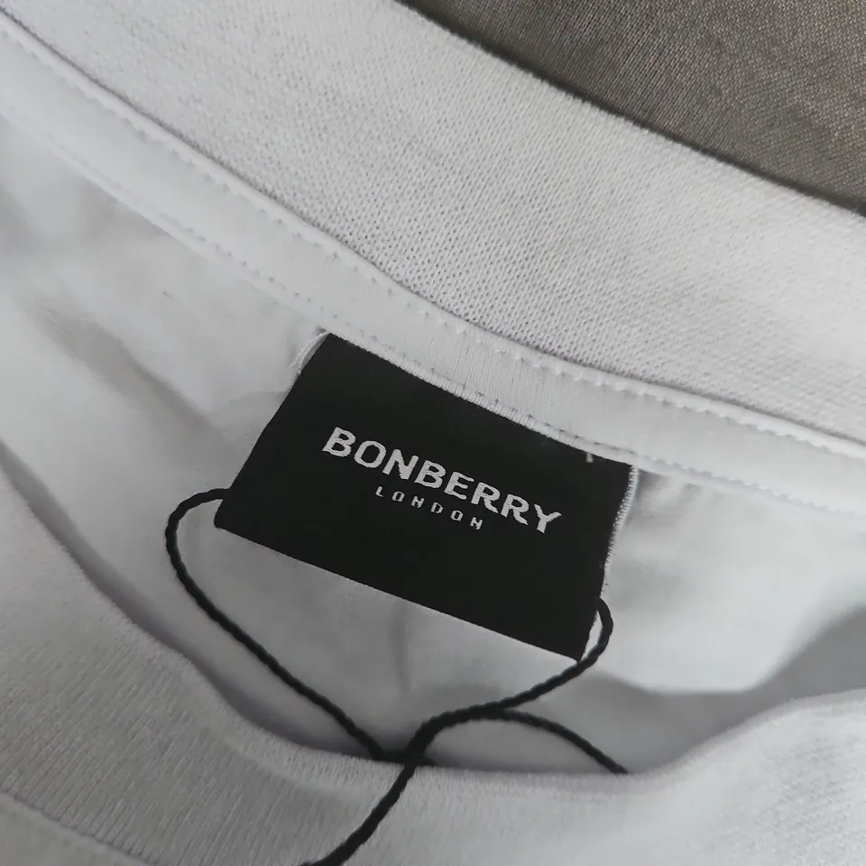 BONBERRY LONDON WHITE T-SHIRT WITH COLOURFUL POCKET – SIZE M