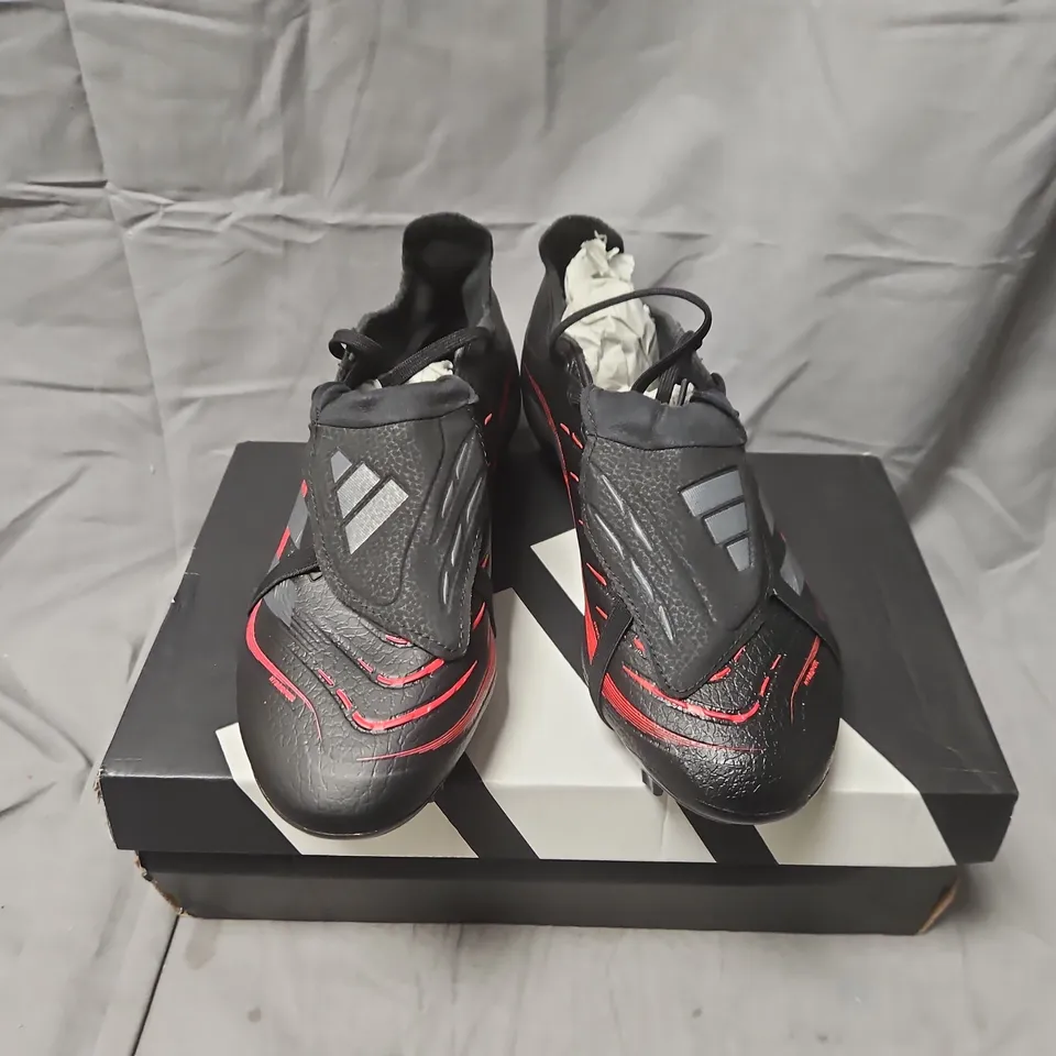 BOXED ADIDAS PREDATOR LEAGUE FG/MG FOOTBALL BOOTS – BLACK/RED, UK 8 (EU 42, US 8.5)
