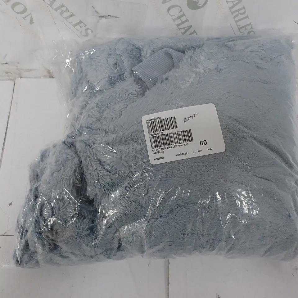 COZEE HOME SOLID TRIPLE KNIT CARDIGAN IN BLUE - MEDIUM