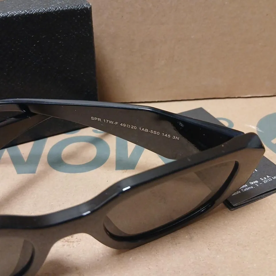 PRADA SUNGLASSES – BLACK RECTANGULAR FRAME, SIZE 49-20 (WITH BOX & CARD)