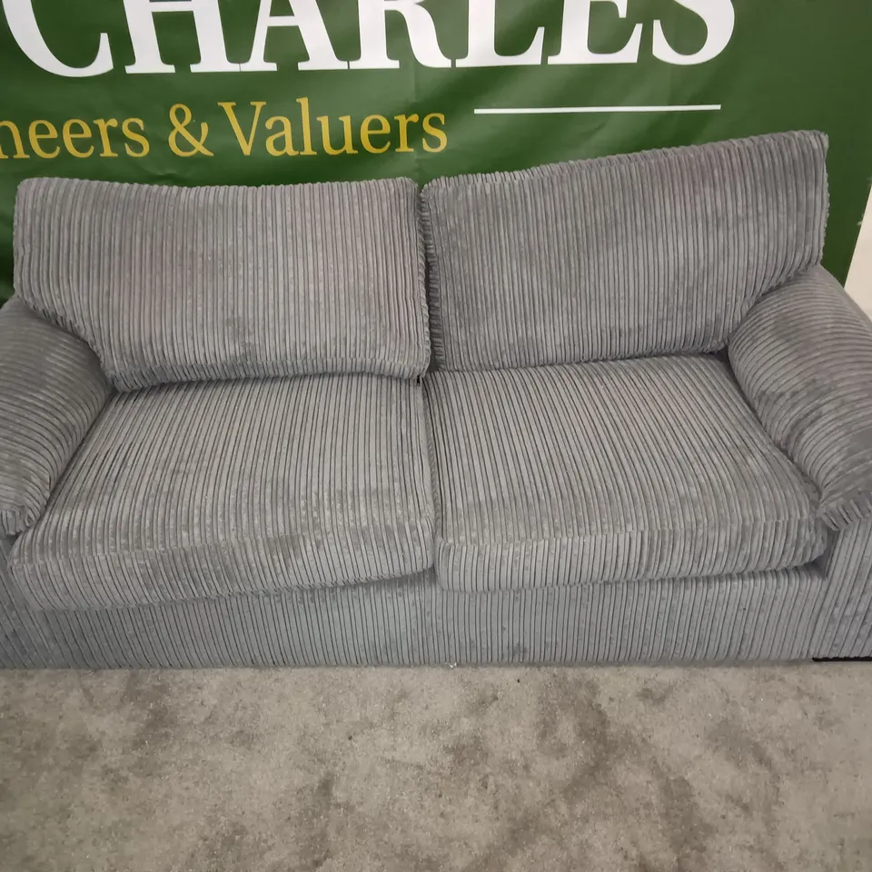 GREY JUMBO CORD 3-SEATER SOFA 