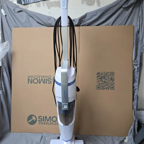 HOMESMART CORDLESS STICK VACUUM CLEANER – WHITE & BLUE FLOOR CLEANER.