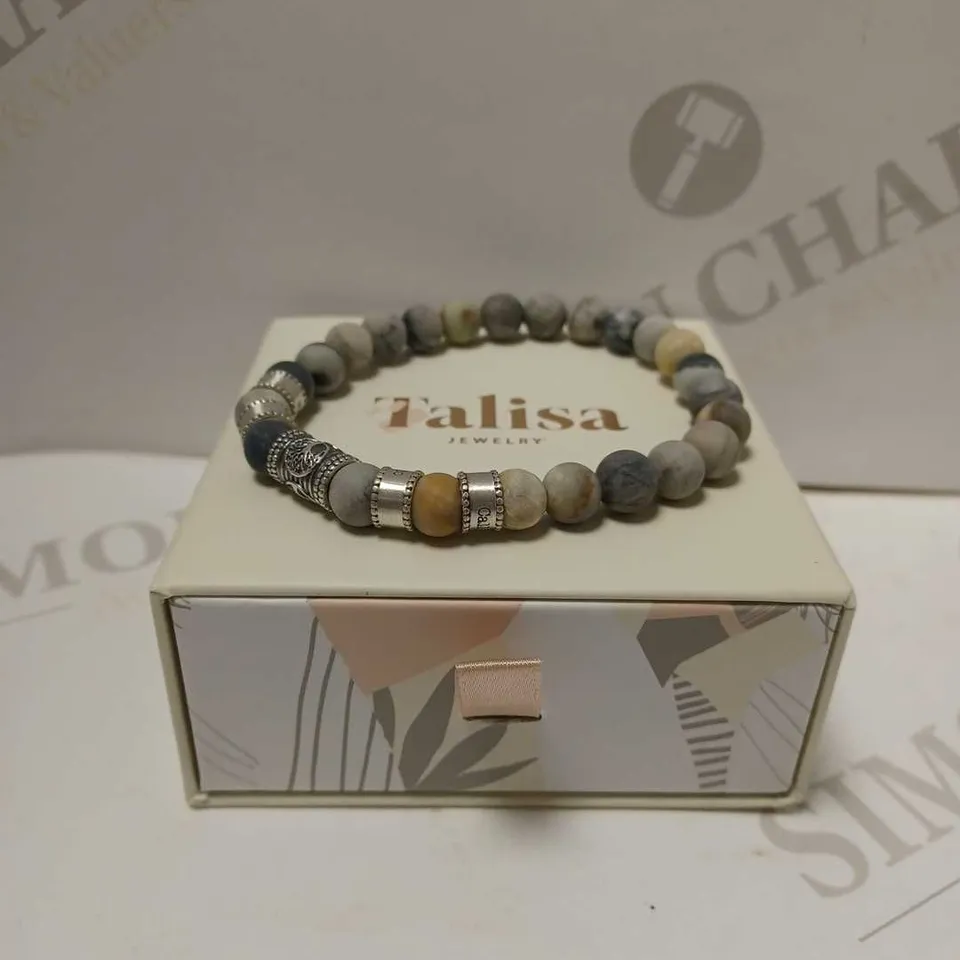 TALISA FAMILY TREE NAME STERLING SILVER BRACELET WITH PICASSO JASPER STONES