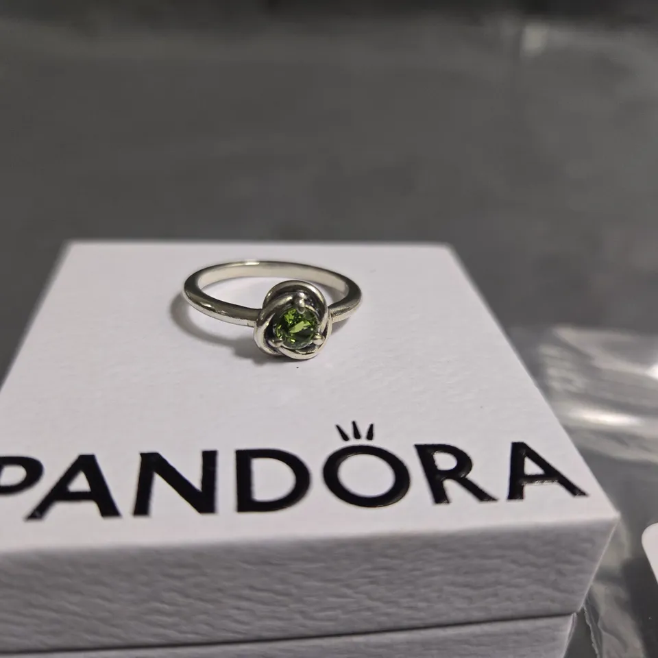BOXED PANDORA RING WITH GREEN STONE - S925 ALE STAMP