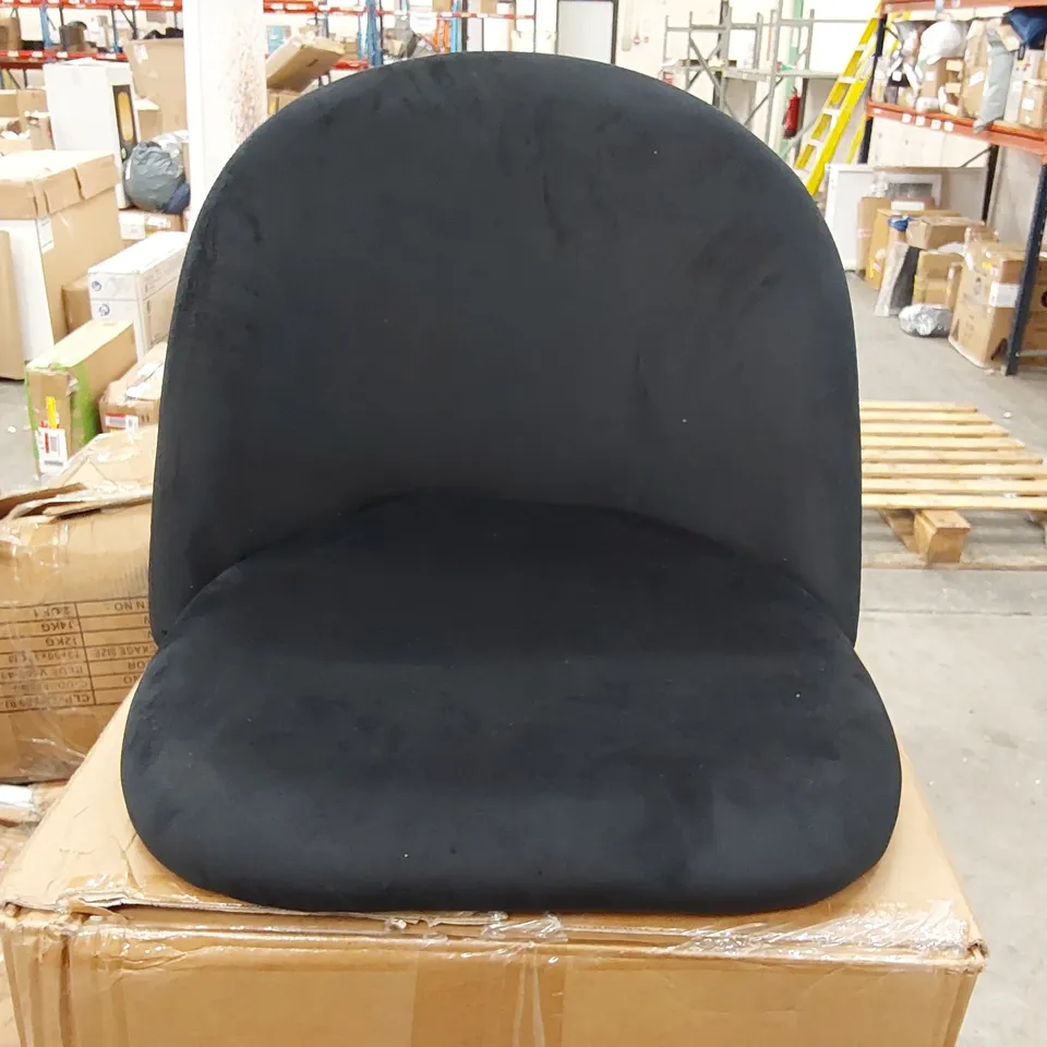BOXED CLIPOP CLARA BLACK VELVET DINING CHAIRS - SET OF 2, BLACK METAL LEGS (1 BOX)