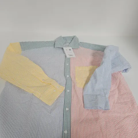 THE WEEKEND SEERSUCKER PATCHWORK SHIRT – SIZE M