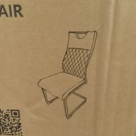 BOXED SET OF 2 DESIGNER FABRIC DINING CHAIRS - GREY (1 BOX)