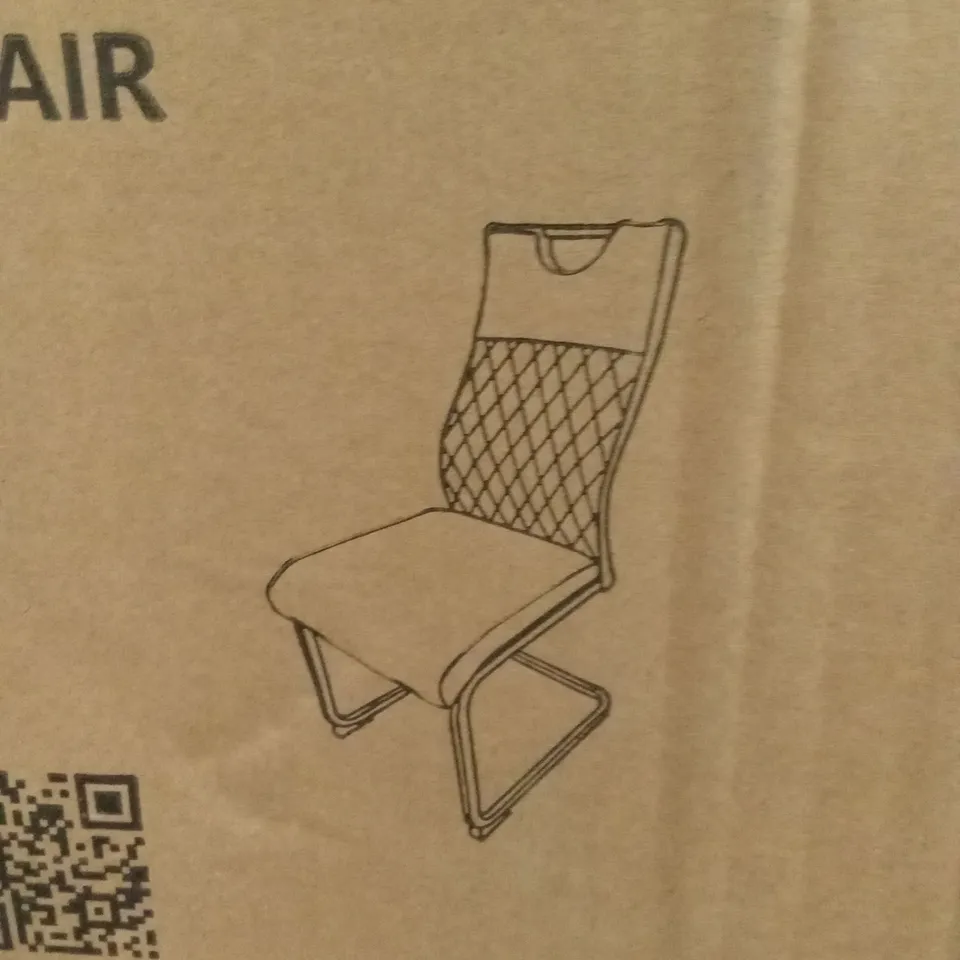 BOXED SET OF 2 DESIGNER FABRIC DINING CHAIRS - GREY (1 BOX)