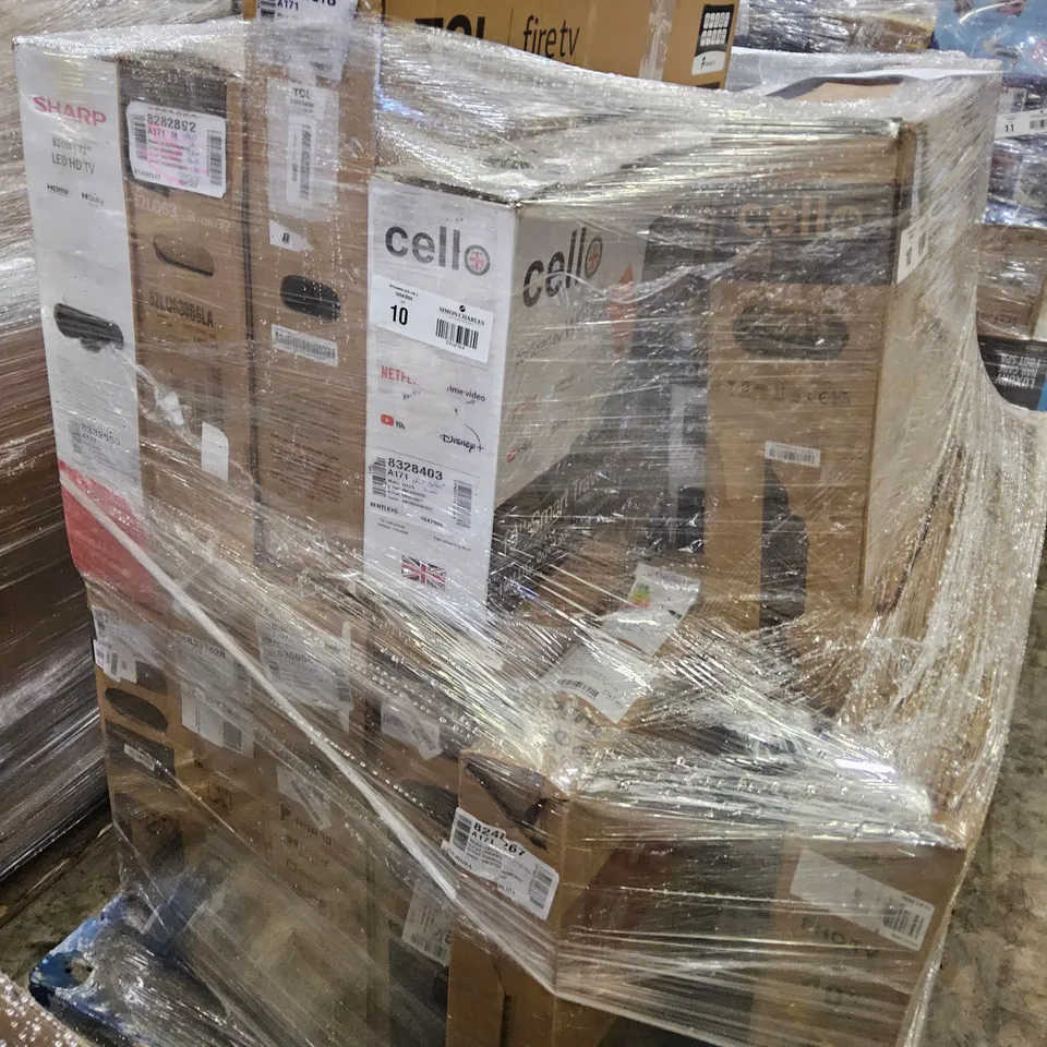PALLET OF APPROXIMATELY 15 UNPROCESSED RAW RETURN TELEVISIONS TO INCLUDE;