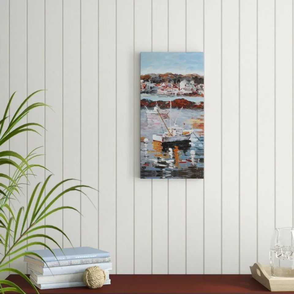 BOXED 'MARSEILLES' OIL PAINTING PRINT ON CANVAS