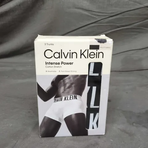 CALVIN KLEIN INTENSE POWER COTTON STRETCH TRUNKS – 3 PACK, BLACK, XXL