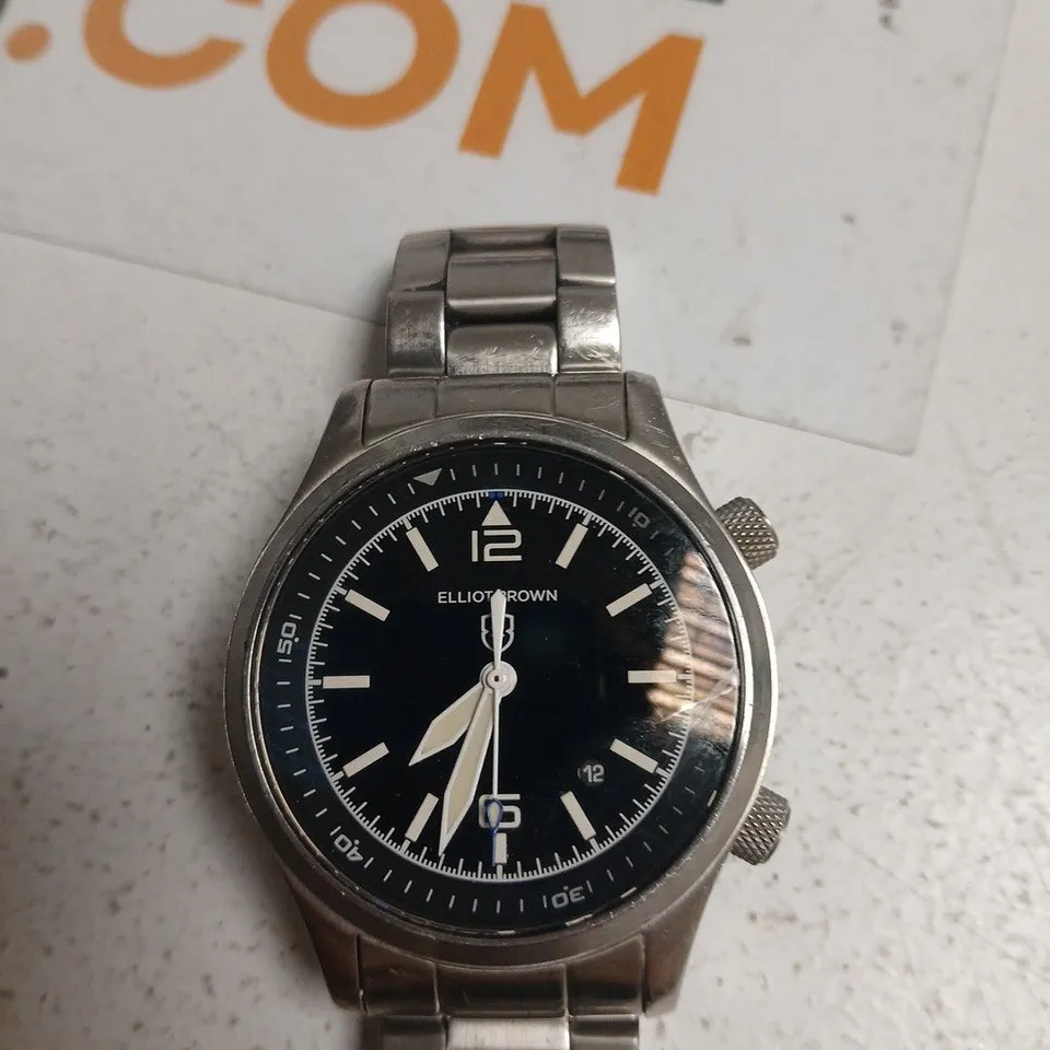 ELLIOT BROWN WRISTWATCH – BLACK DIAL, STAINLESS STEEL CASE & BRACELET