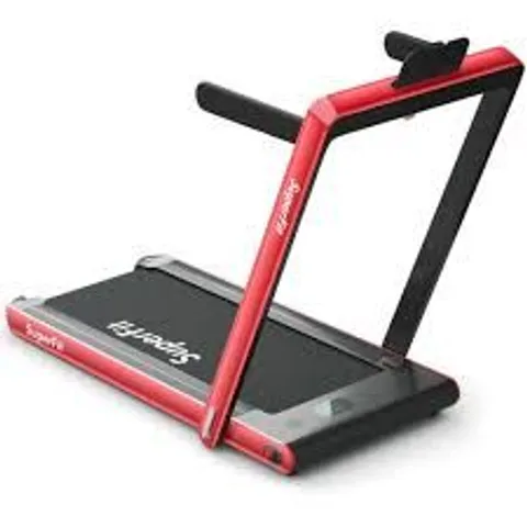 BOXED COSTWAY 1-12KPH FOLDING ELECTRIC TREADMILL WITH BLUETOOTH CAPABILITY - RED