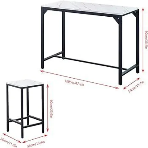 BOXED XXL MARBLE KITCHEN BAR TABLE COUNTER BREAKFAST DINING TABLE W/ THICKEN METAL LEG