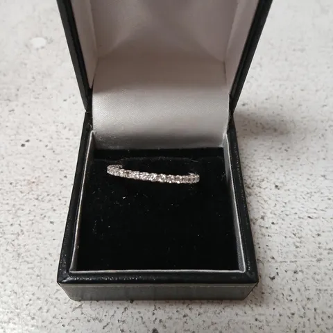 DIAMONIQUE 0.3CT TW PLATINUM PLATED MINI ICON RING STERLING SILVER