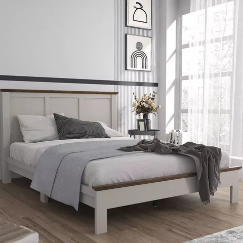 BOXED CRAWFORD SINGLE 3' WOODEN BED - GREY/OAK (1 BOX)