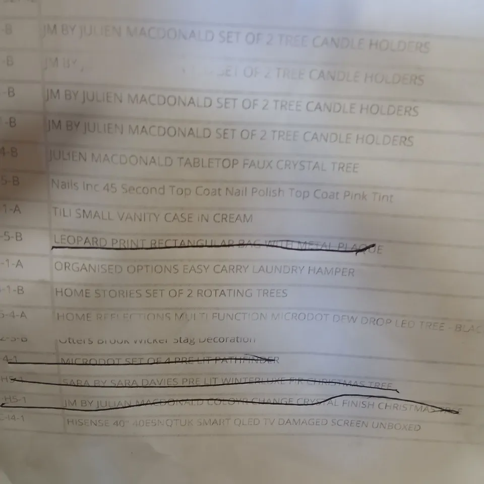 APPROXIMATELY 12 ASSORTED PRODUCTS TO INCLUDE; JM BY JULIEN MACDONALD SET OF TWO CANDKE HOLDERS, ORGANISED OPTIONS EASY CARRY LAUNDRY HAMPER AND HISENSE 40" TV