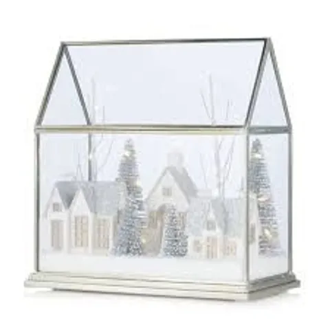 HOME STORIES PRE LIT SNOW VILLAGE IN GLASS HOUSE