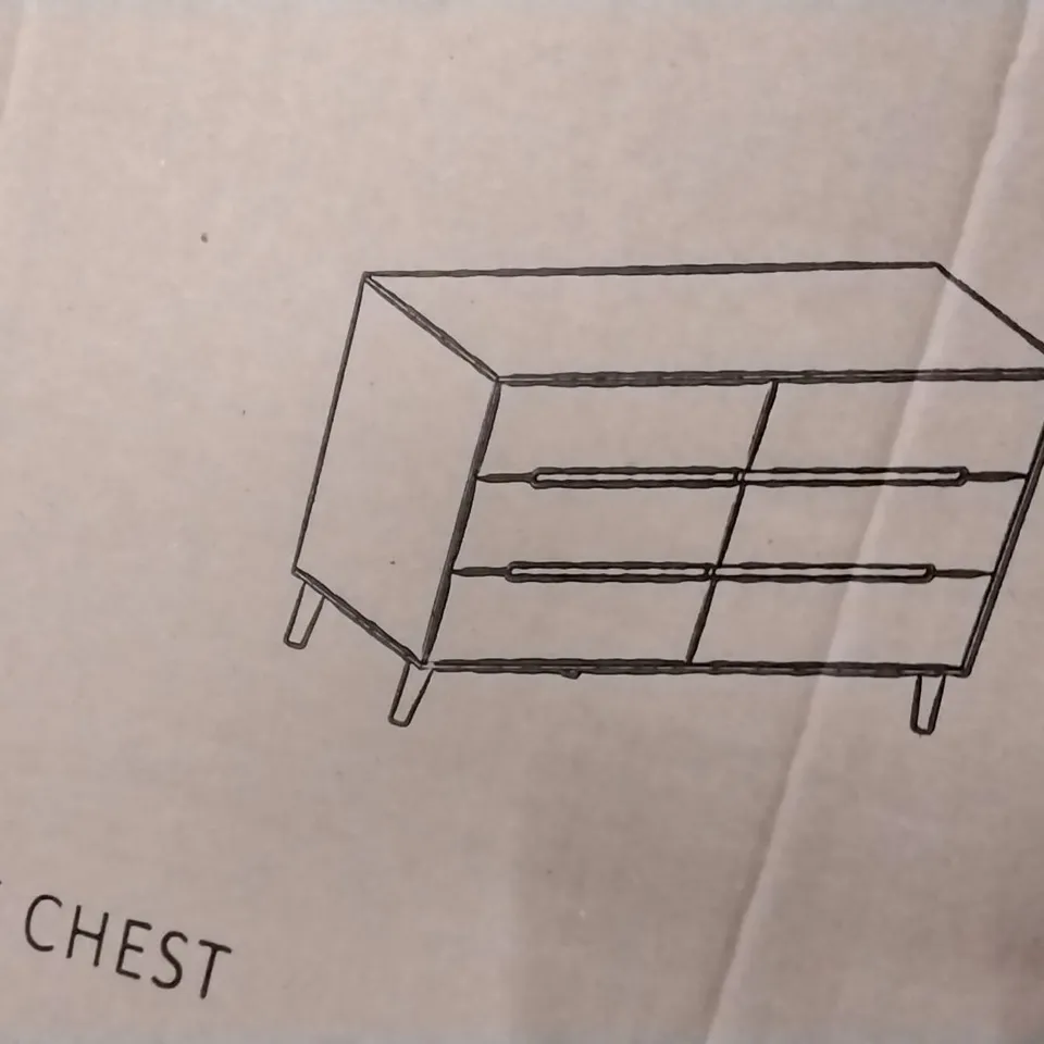 BOXED ALICIA 6 DRAWER WIDE CHEST - MATT WHITE (1 BOX OF 2) INCOMPLETE 