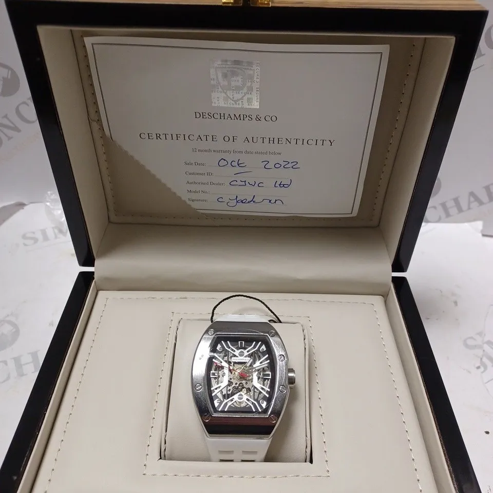 ENS AUTOMATIC DESCHAMPS & CO WATCH – SKELETON DIAL – RUBBER STRAP