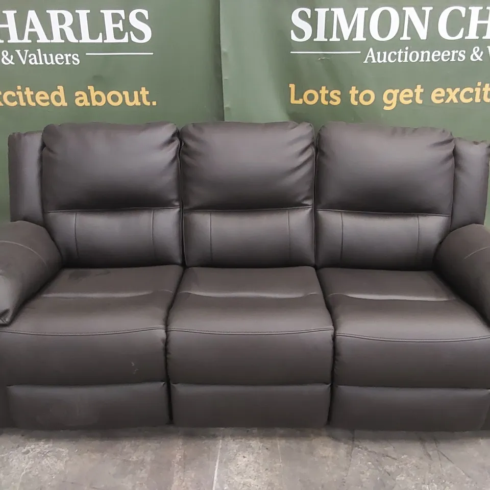 ALBION LUXURY FAUX LEATHER 3 SEATER HIGH BACK MANUAL RECLINER SOFA RRP £749