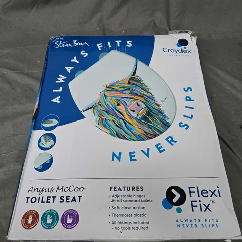 BOXED CROYDEX FLEXI FIX ANGUS MCCOO TOILET SEAT 