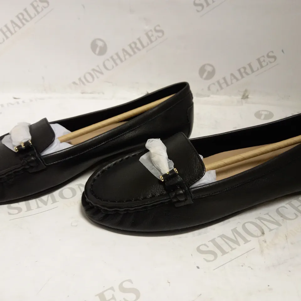 BRAND NEW DUNE LONDON BLACK LEATHER SNAFFLE TRIM LOAFERS SIZE 5