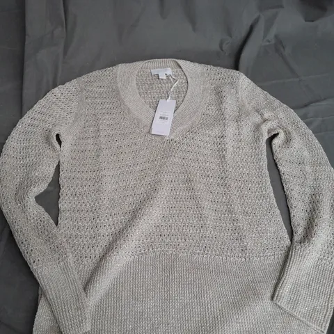 WHITE LABEL LINEN-RICH SPARKLE STITCH SWEATER - SMALL