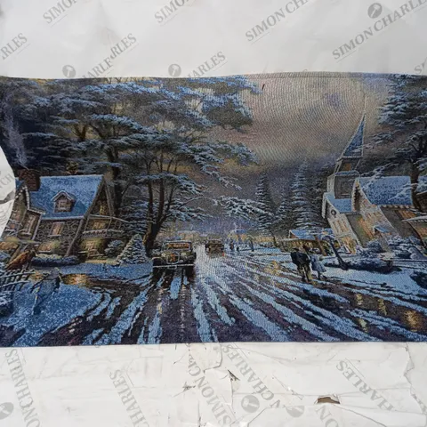SNOWTIME MEMORIES OF CHRISTMAS FIBRE OPTIC HANGING WALL TAPESTRY - 92cm x 66cm COLLECTION ONLY