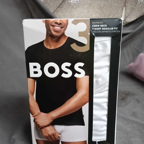 MEN'S BOSS BAMBOO CREW NECK T-SHIRT – REGULAR FIT, BLACK (VISCOSE BAMBOO STRETCH) - SIZE S