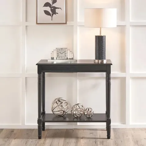 BOXED HERITAGE BLACK PINE WOOD CONSOLE TABLE (1 BOX)
