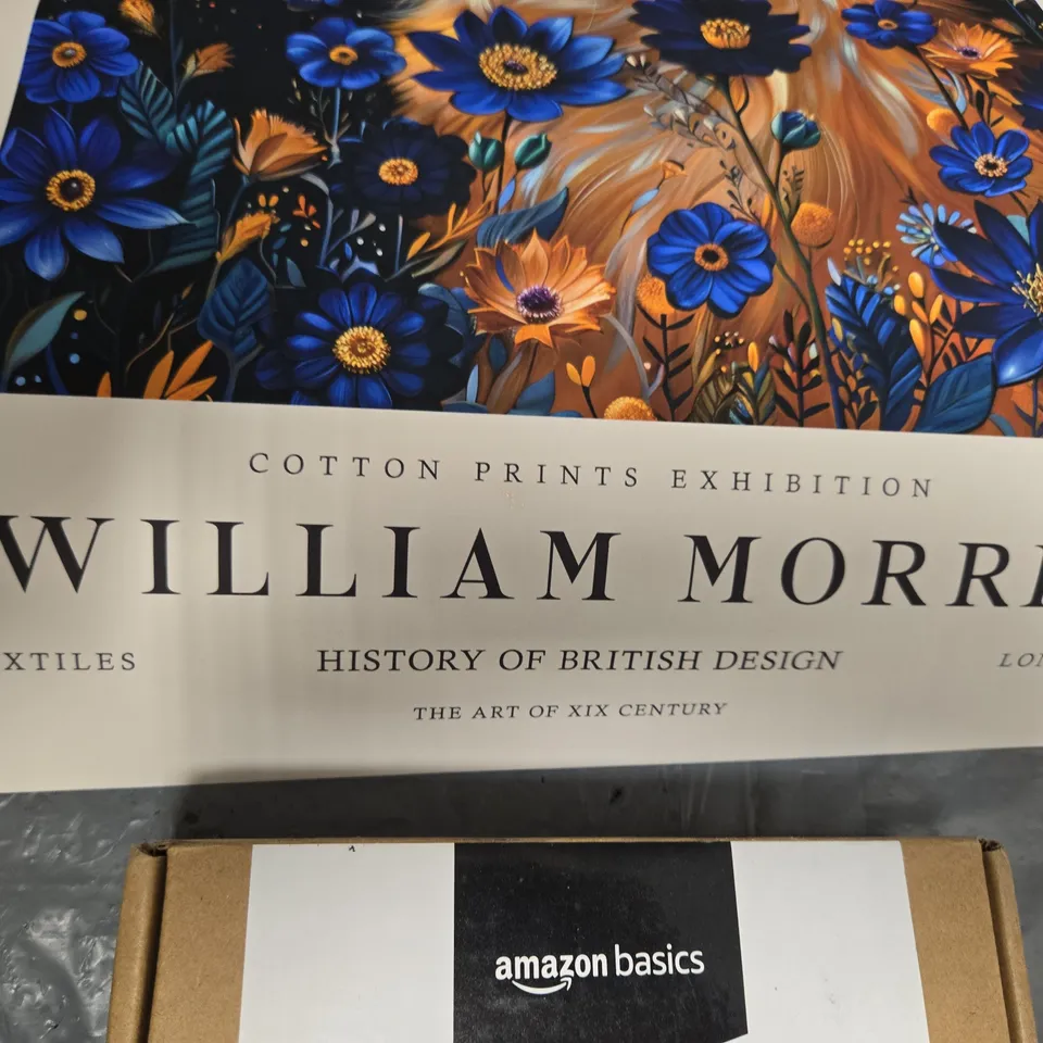WILLIAM MORRIS COTTON PRINTS EXHIBITION POSTER – TEXTILES, HISTORY OF BRITISH DESIGN