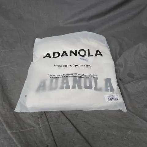 ADANOLA VARSITY OVERSIZED SWEATSHIRT IN MARSHMALLOW WHITE/COFFEE BEAN SIZE S