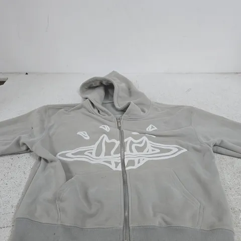 BROKEN PLANET GREY ZIP HOODIE – SMALL