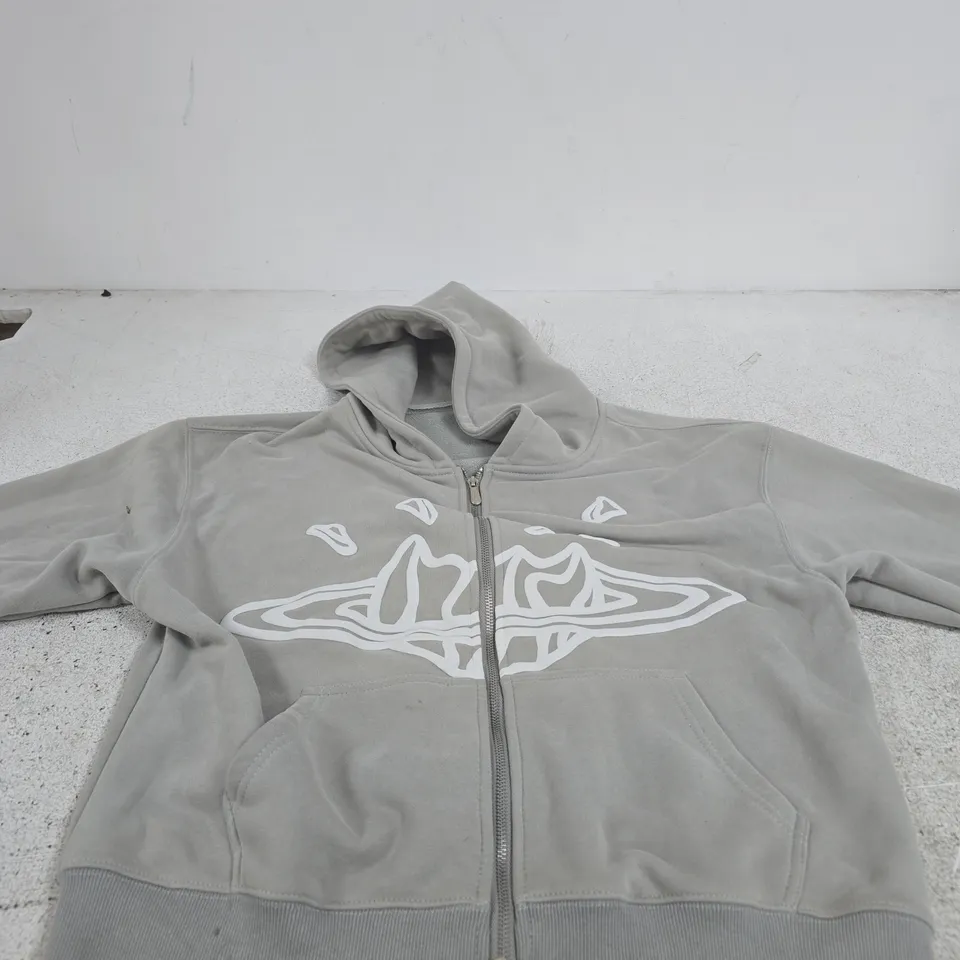 BROKEN PLANET GREY ZIP HOODIE – SMALL
