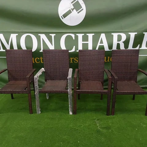 SET OF 4 CHOCOLATE MIX RATTAN CHAIRS