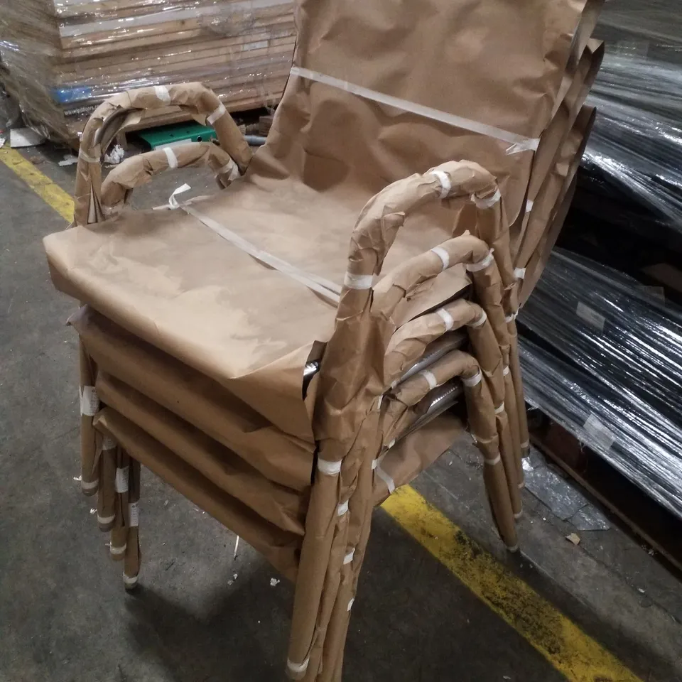 BRAND NEW BOLERO ALUMINIUM STACKING CHAIRS ARCHED ARMS (4 PACK)