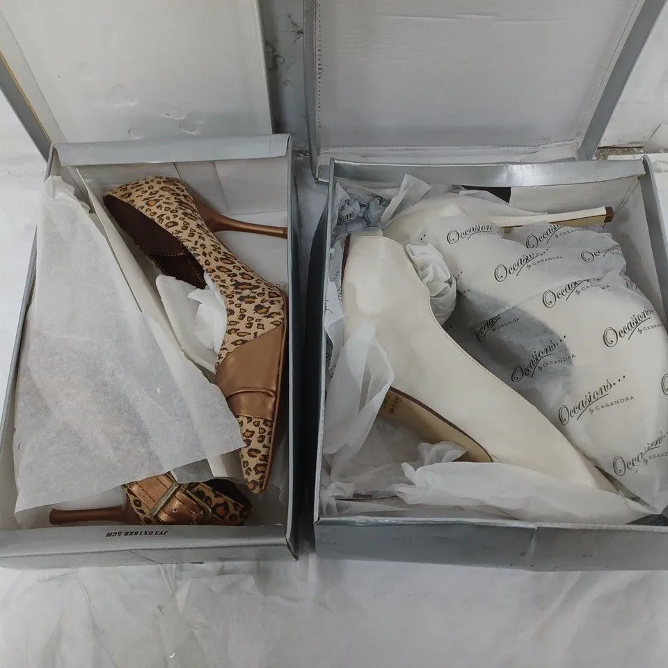 LARGE BOX OF APPROXIMATELY 10 ASSORTED BOXED SHOES TO INCLUDE BOOTS AND HEELS ETC.